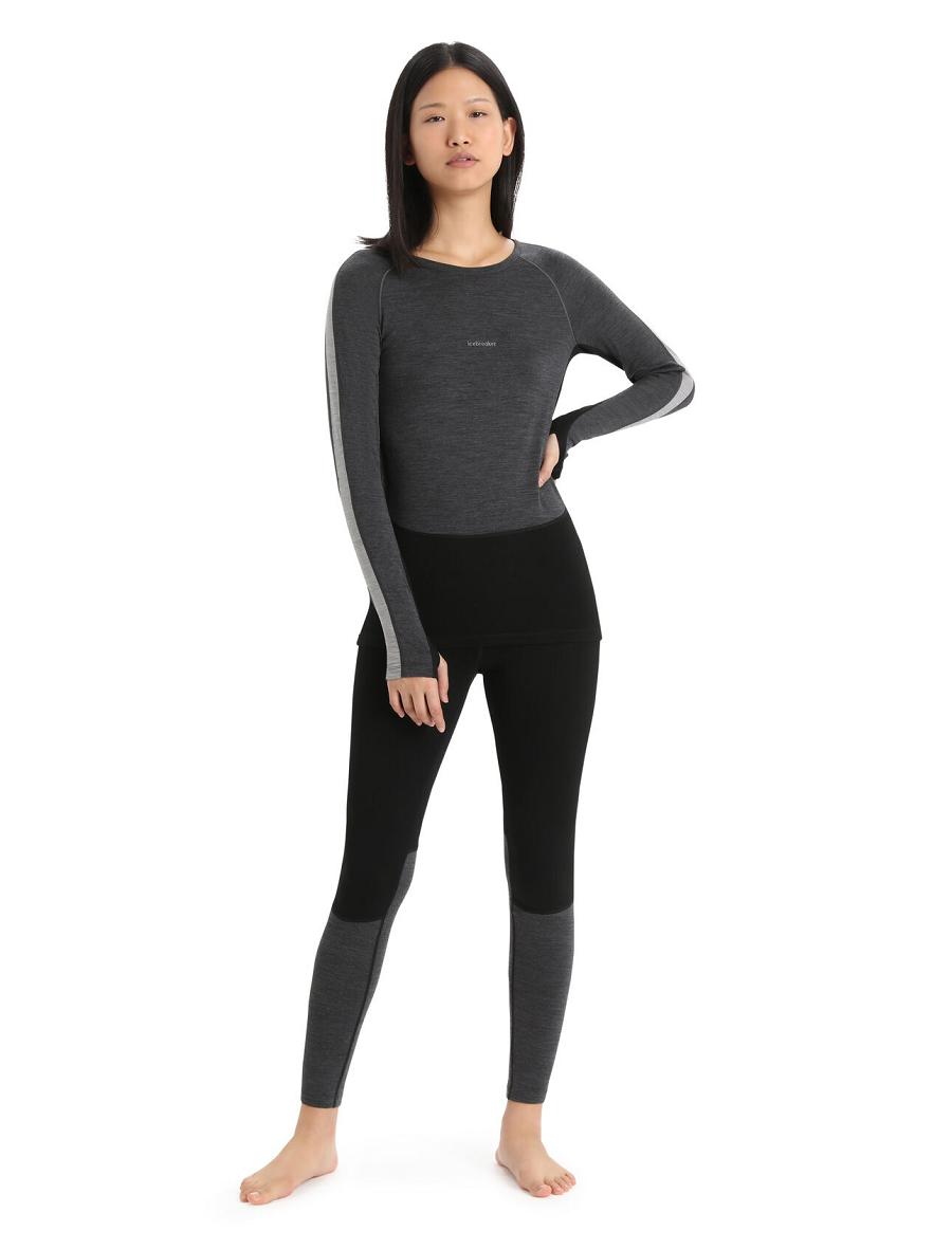 Icebreaker 200 ZoneKnit™ Merino Long Sleeve Crewe Naisten Base Layers Mustat | FI 1850QMAZ